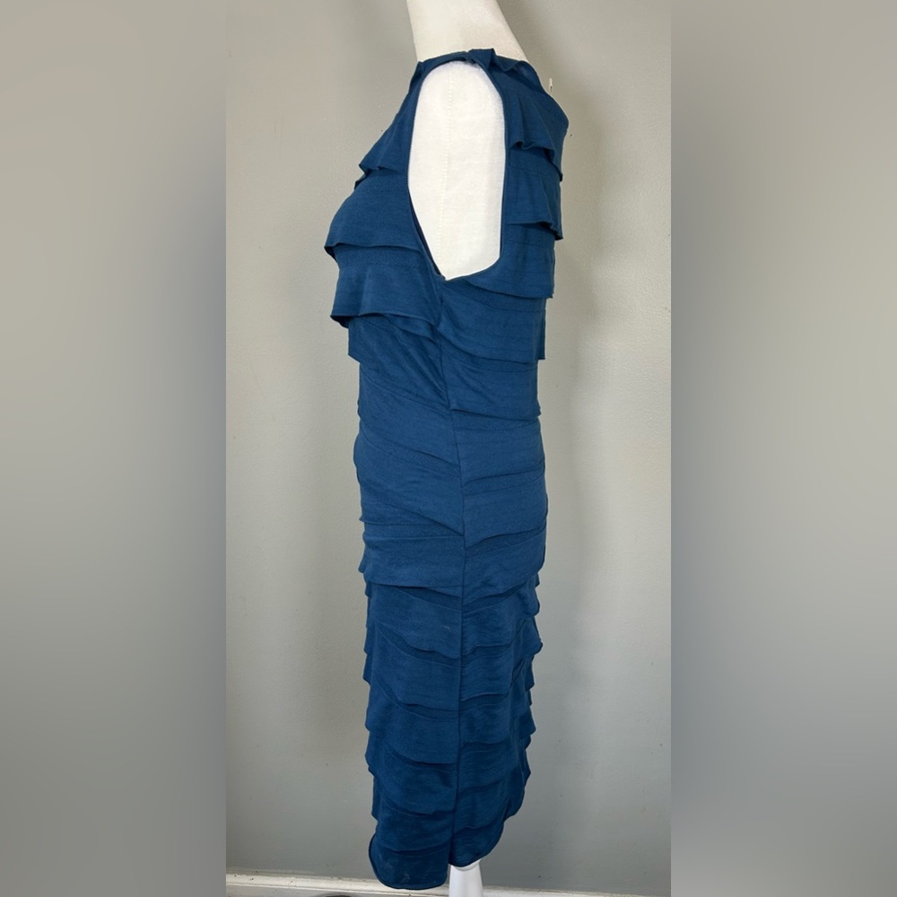 Max Studio Women’s Dress Sleeveless Ruffled Teal Blue - Picture 4 of 6